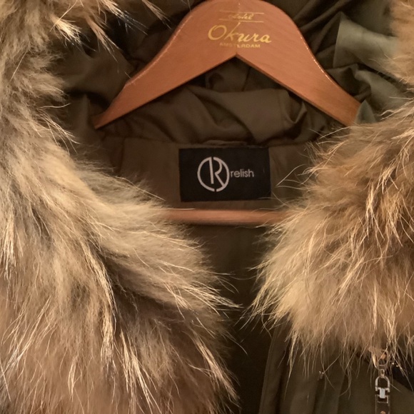 RELISH Women parka JACKET COAT S/XS REAL FINN RACOON,REAL LEATHER  TRIM - Picture 4 of 15